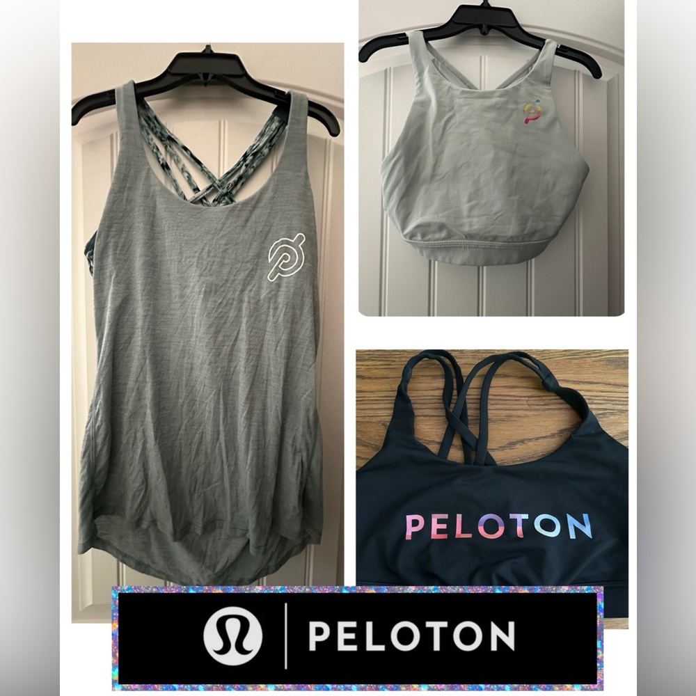 Peloton x Lululemon Bundle Size 8 All Items Like New Tank High Neck Bra Strappy